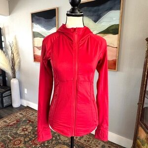 Senita Athletics Red Hooded Sculpt Jacket